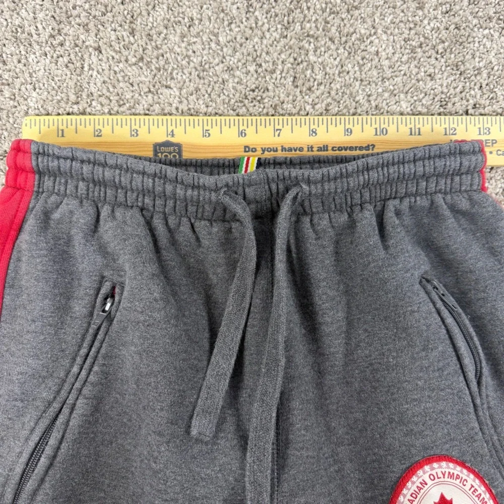 Canadian Olympic Team Grey Red Fleece‎ Sweatpants Wide Leg Zip Pockets S Vinage